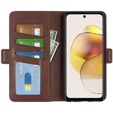 SKALO Motorola Moto G73 5G Premium Wallet Lompakkokotelo - Ruskea