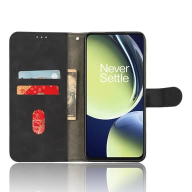 SKALO OnePlus Nord CE 3 Lite 5G Matt PU Nahka lompakkokotelo - Musta