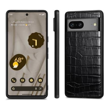 SKALO Google Pixel 7a Crocodile PU Nahka Hybrid Suojakuori - Musta