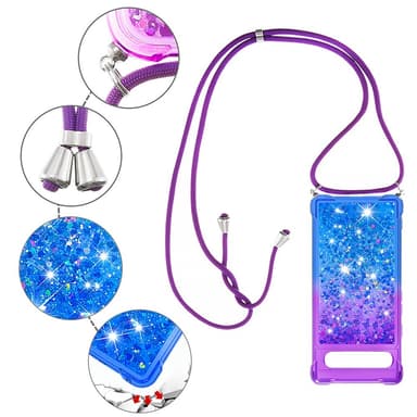 SKALO Google Pixel 7a Juoksuhiekka Glitter Mobile kaulapanta - Violetti-Sininen