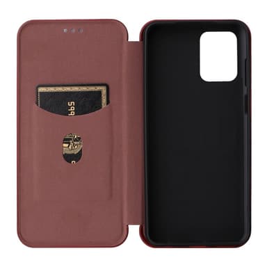 SKALO Motorola Moto G53 5G Carbon Fiber Lompakkokotelo - Ruskea