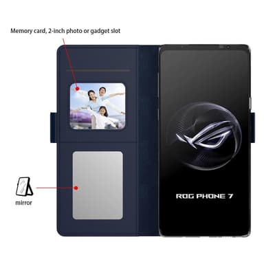 SKALO Asus ROG Phone 7 5G Kortinhaltijan peililompakko - Sininen