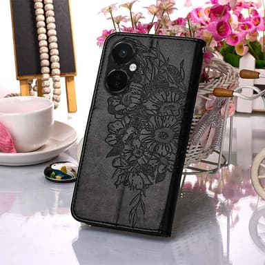 SKALO OnePlus Nord CE 3 Lite 5G Mandala Butterfly lompakkokotelo - Musta