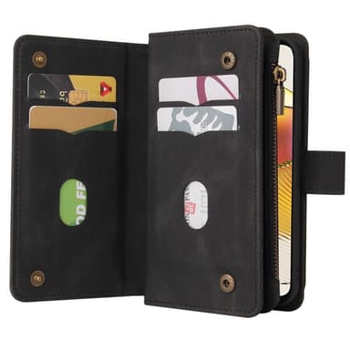 SKALO Motorola Moto G73 5G Big Wallet 17-lokeroa Lompakkokotelo - Musta