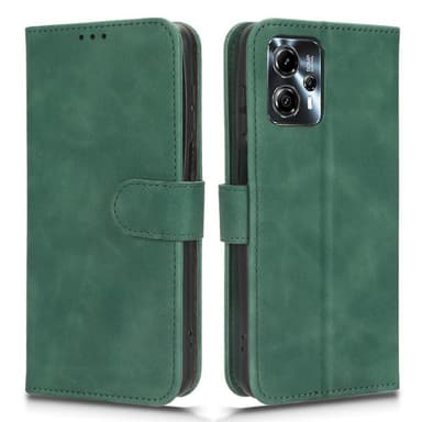 SKALO Motorola Moto G53 5G Matt PU Nahka lompakkokotelo - Vihreä