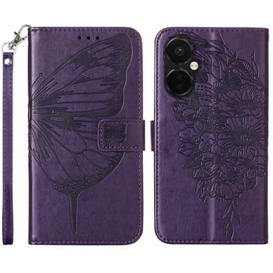 SKALO OnePlus Nord CE 3 Lite 5G Mandala Butterfly lompakkokotelo - Tumman violetti