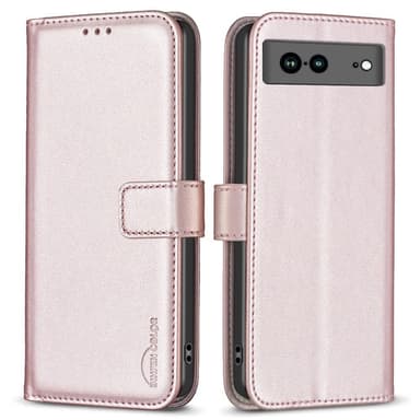 Google Pixel 7a BINFEN COLOR Kohokuvioitu Lompakkokotelo - Ruusukulta