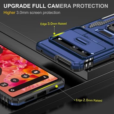 SKALO Google Pixel 7a Armor hybridi metallirengas kameran liukusäädin - - Sininen