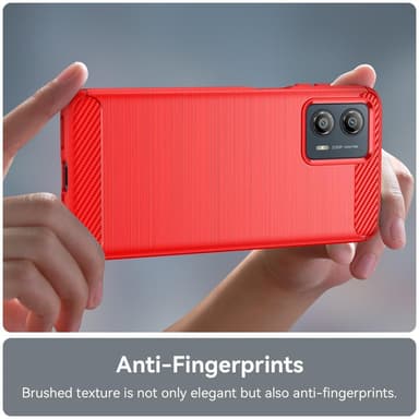 SKALO Motorola Moto G53 5G Armor Carbon Iskunkestävä TPU suojakuori - Punainen