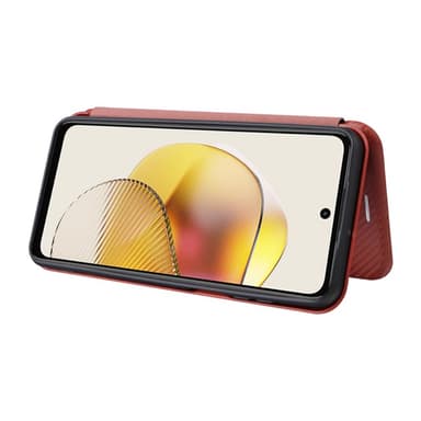 SKALO Motorola Moto G53 5G Carbon Fiber Lompakkokotelo - Ruskea