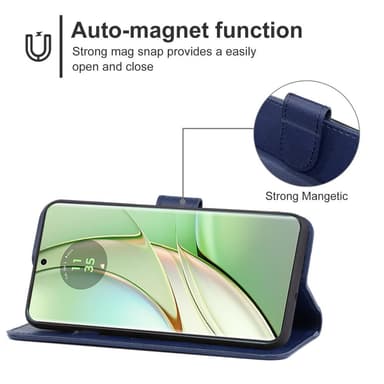SKALO Motorola Edge 40 5G Premium Wallet Lompakkokotelo - Tummansininen