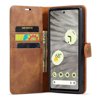 DG MING Google Pixel 7a 2-in-1 magneetti lompakkokotelo - Ruskea