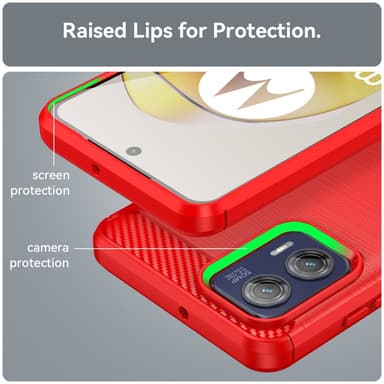 SKALO Motorola Moto G73 5G Armor Carbon Iskunkestävä TPU suojakuori - Punainen