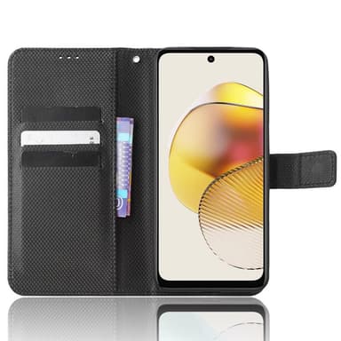 SKALO Motorola Moto G73 5G Premium Mini Rhombus Lompakkokotelo - Musta