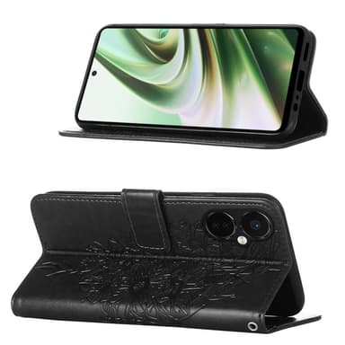SKALO OnePlus Nord CE 3 Lite 5G Mandala Butterfly lompakkokotelo - Musta
