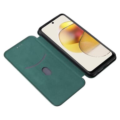 SKALO Motorola Moto G73 5G Carbon Fiber Lompakkokotelo - Vihreä