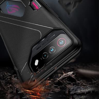 SKALO Asus ROG Phone 7 5G Carbon Fiber TPU-suojakuori - Harmaa