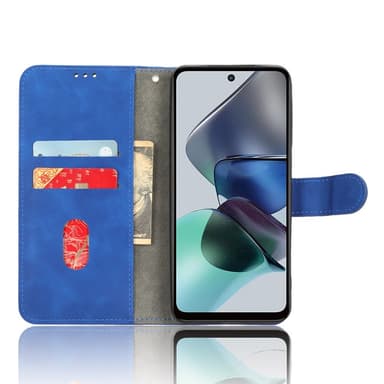 SKALO Motorola Moto G23 4G Matt PU Nahka lompakkokotelo - Sininen