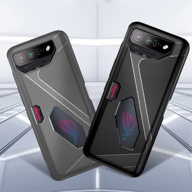 SKALO Asus ROG Phone 7 5G Carbon Fiber TPU-suojakuori - Harmaa