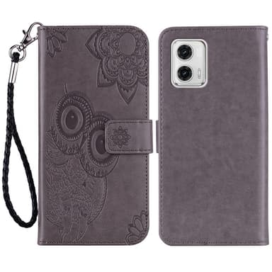 SKALO Motorola Moto G53 5G Mandala Owl lompakkokotelo - Harmaa