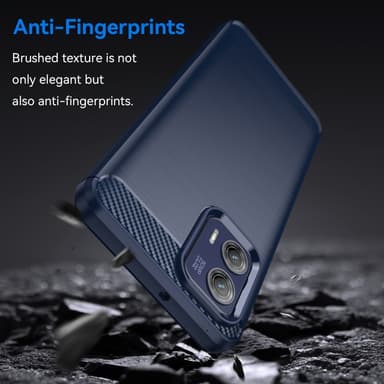 SKALO Motorola Moto G73 5G Armor Carbon Iskunkestävä TPU suojakuori - Sininen