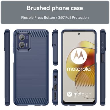 SKALO Motorola Moto G73 5G Armor Carbon Iskunkestävä TPU suojakuori - Sininen