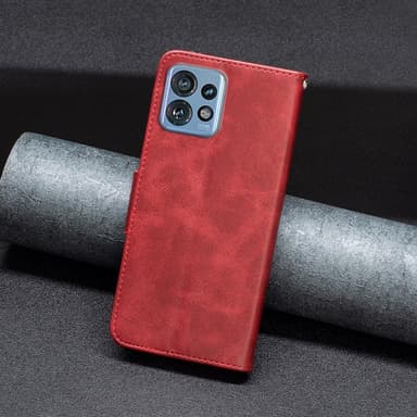 SKALO Motorola Edge 40 Pro 5G Lompakkokotelo PU-nahkaa - Punainen