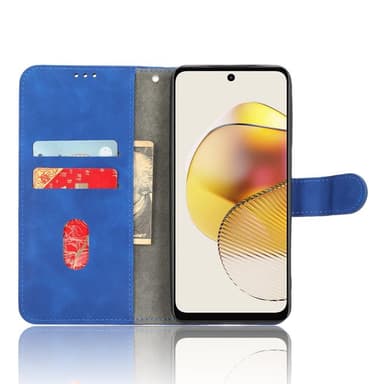 SKALO Motorola Moto G73 5G Matt PU Nahka lompakkokotelo - Sininen