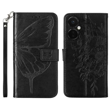 SKALO OnePlus Nord CE 3 Lite 5G Mandala Butterfly lompakkokotelo - Musta