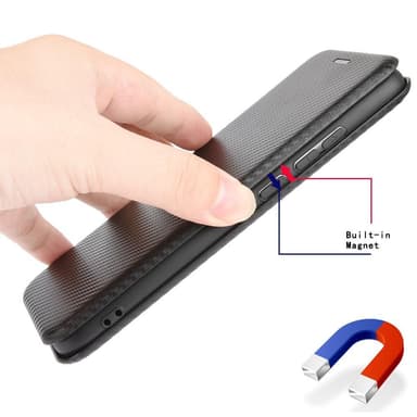 SKALO Asus ROG Phone 7 5G Carbon Fiber Lompakkokotelo - Musta