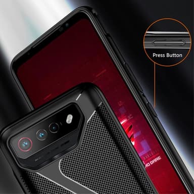 SKALO Asus ROG Phone 7 5G Carbon Fiber TPU-suojakuori - Harmaa