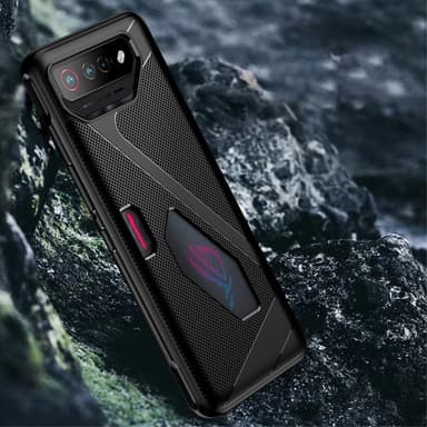 SKALO Asus ROG Phone 7 5G Carbon Fiber TPU-suojakuori - Harmaa