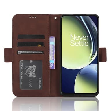 SKALO OnePlus Nord CE 3 Lite 5G 6-lokeroa Lompakkokotelo - Ruskea
