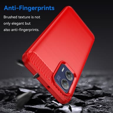 SKALO Motorola Moto G73 5G Armor Carbon Iskunkestävä TPU suojakuori - Punainen