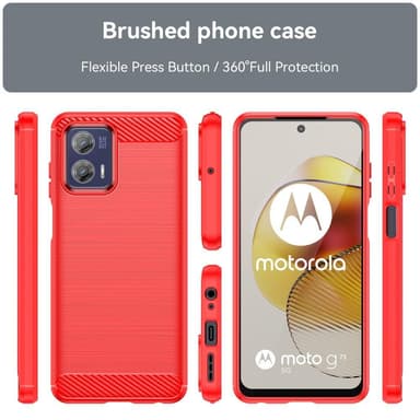 SKALO Motorola Moto G73 5G Armor Carbon Iskunkestävä TPU suojakuori - Punainen