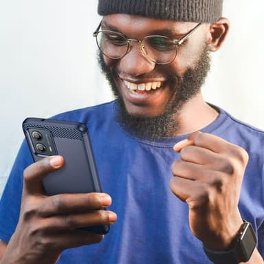 SKALO Motorola Moto G53 5G Armor Carbon Iskunkestävä TPU suojakuori - Sininen