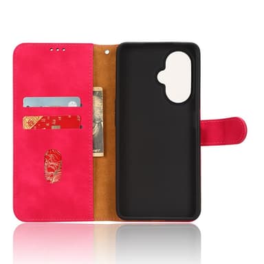 SKALO OnePlus Nord CE 3 Lite 5G Matt PU Nahka lompakkokotelo - Cerise
