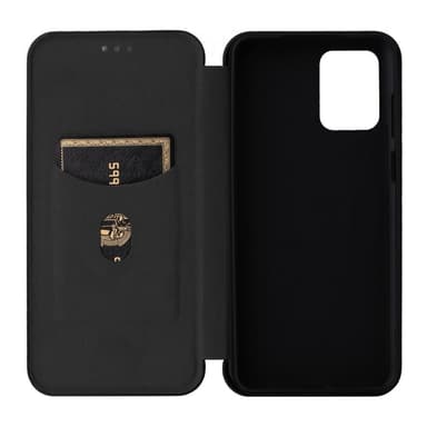 SKALO Motorola Moto G73 5G Carbon Fiber Lompakkokotelo - Musta