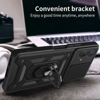 SKALO Motorola Moto G73 5G Armor hybridi metallirengas kameran liukusäädin - - Musta