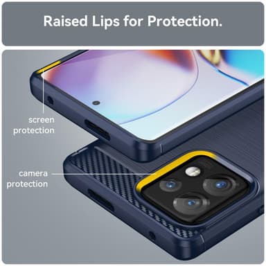 SKALO Motorola Edge 40 Pro 5G Armor Carbon Iskunkestävä TPU suojakuori - Sininen