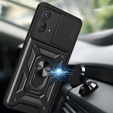 SKALO Motorola Moto G73 5G Armor hybridi metallirengas kameran liukusäädin - - Musta