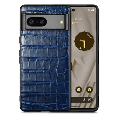 SKALO Google Pixel 7a Crocodile PU Nahka Hybrid Suojakuori - Sininen