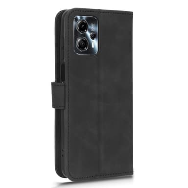 SKALO Motorola Moto G23 4G Matt PU Nahka lompakkokotelo - Musta