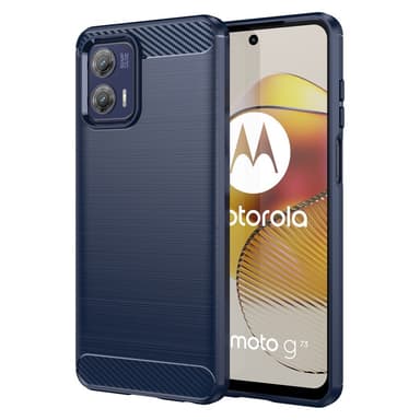 SKALO Motorola Moto G73 5G Armor Carbon Iskunkestävä TPU suojakuori - Sininen