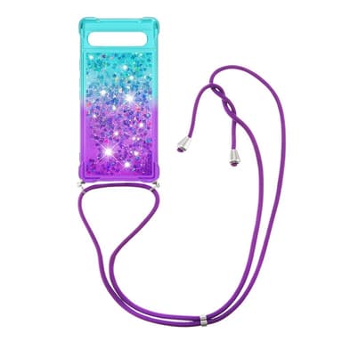 SKALO Google Pixel 7a Juoksuhiekka Glitter Mobile kaulapanta - Turkoosi-Violetti