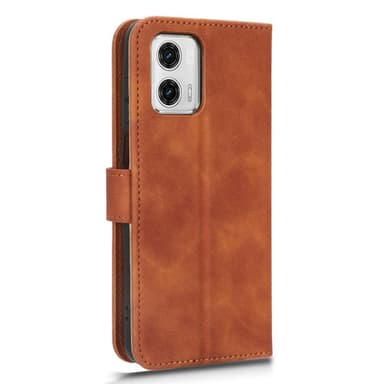 SKALO Motorola Moto G73 5G Matt PU Nahka lompakkokotelo - Ruskea