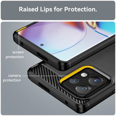 SKALO Motorola Edge 40 Pro 5G Armor Carbon Iskunkestävä TPU suojakuori - Musta