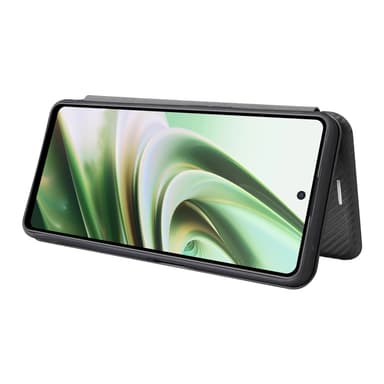 SKALO OnePlus Nord CE 3 Lite 5G Carbon Fiber Lompakkokotelo - Musta