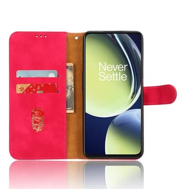 SKALO OnePlus Nord CE 3 Lite 5G Matt PU Nahka lompakkokotelo - Cerise