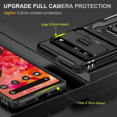 SKALO Google Pixel 7a Armor hybridi metallirengas kameran liukusäädin - - Musta